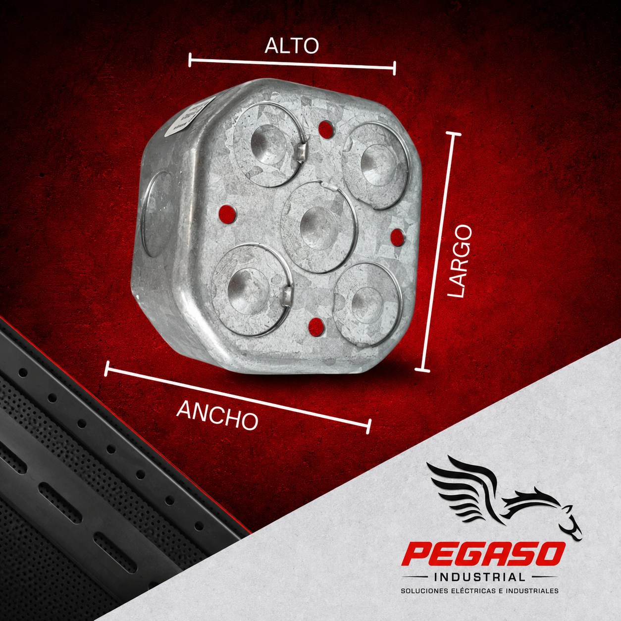 Caja de pase octogonal galvanizada troquelada 100 × 40 mm