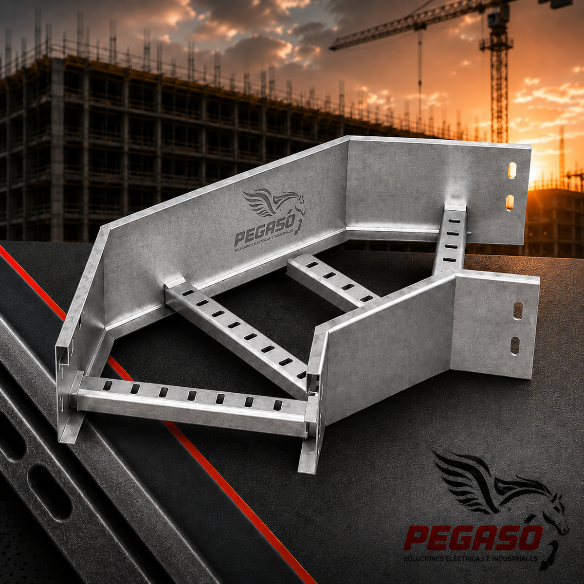 Curva Horizontal 90° para Bandeja Portacables Tipo Escalerilla Galvanizada