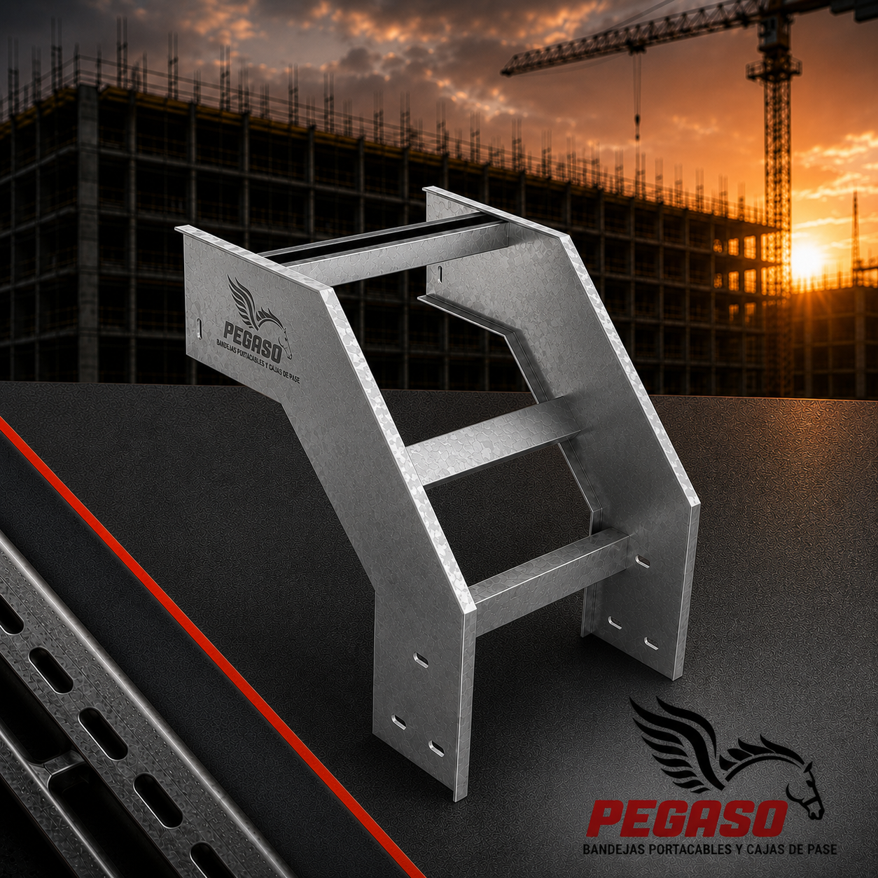 Curva Vertical Externa para Bandeja Portacables Tipo Escalerilla Galvanizada