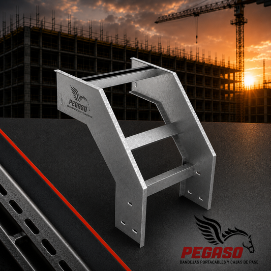 Curva Vertical Externa para Bandeja Portacables Tipo Escalerilla Galvanizada