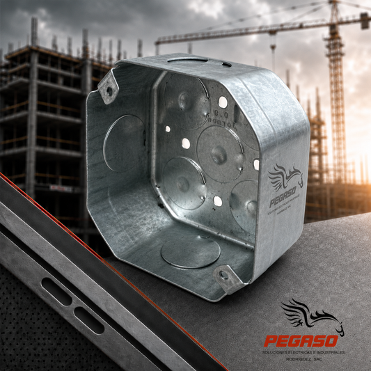 Caja de pase octogonal galvanizada troquelada 100 × 40 mm