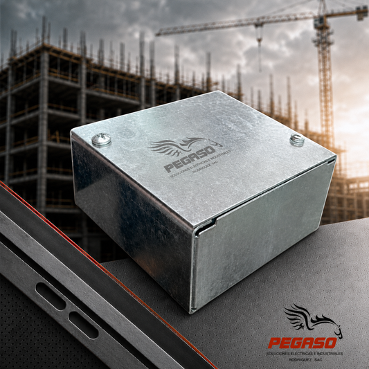 Caja de pase metálica ciega galvanizada con tapa y pernos Pegaso Industrial.