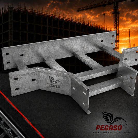 Tee horizontal galvanizada para bandeja portacables tipo escalerilla.